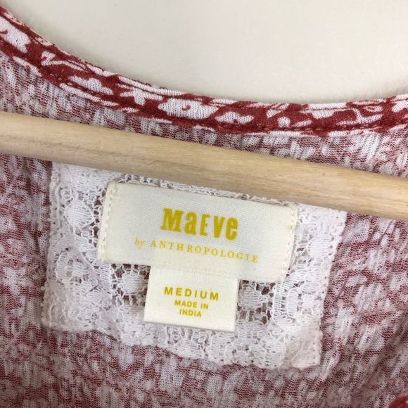 Anthropologie Maeve red floral split back sleeveless top size medium - Picture 5 of 12